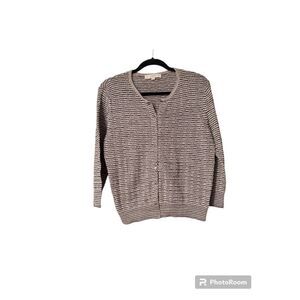 Ann Taylor Loft Women’s Sparkle Cardigan Sweater Sz L Light Weight Button Front